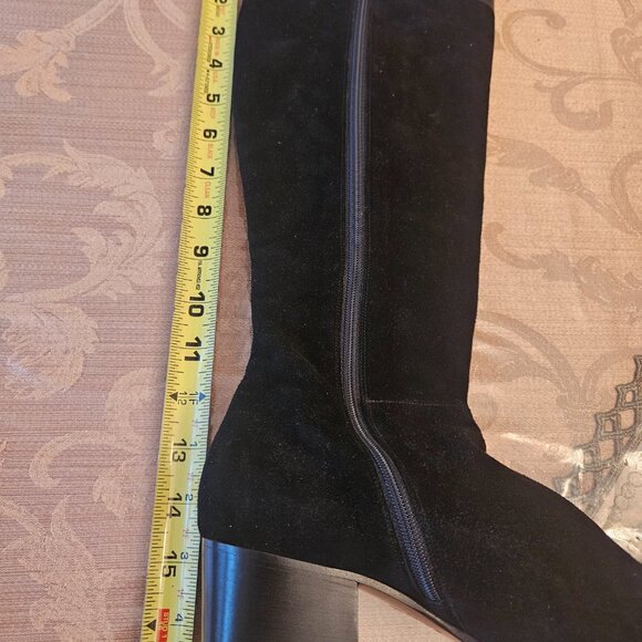 Monica Magli Leather Black Riding Boots - Picture 14 of 16